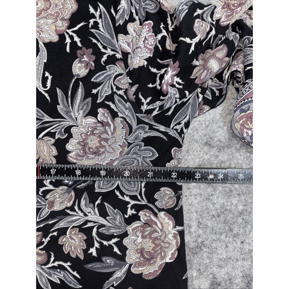 Lucky Brand Blouse Women's 1X Dark Floral V-Neck Boho Cottagecore Artsy - Picture 9 of 11